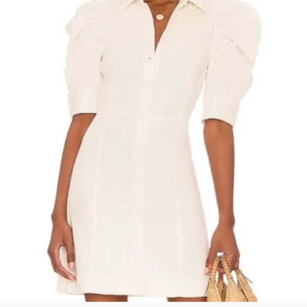 Frame Puff Sleeve White Button Up S Dress